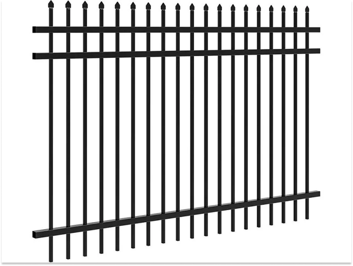 Ornamental Steel Fence | 3 Rail | Pressed Point | 6' x 8 Feet