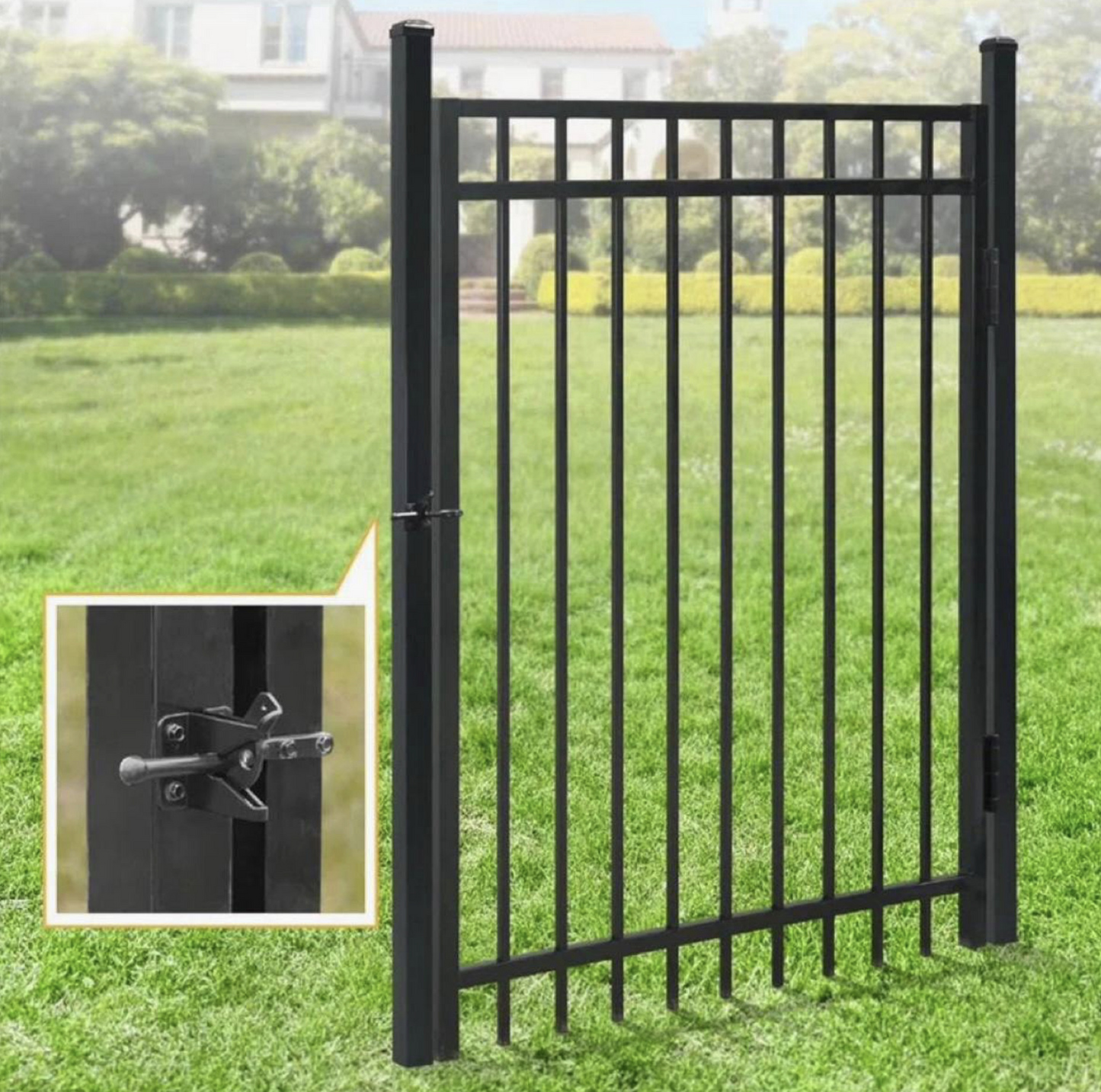Heavy Duty Flat Top Fence Gate | Metal Garden Fence Gate | 4x4 Feet