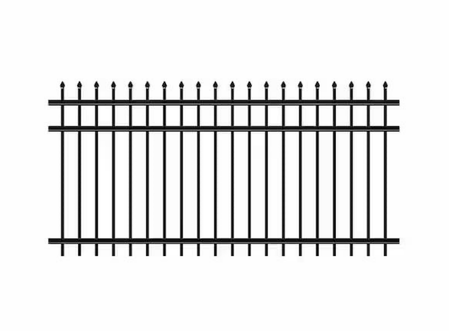 Ornamental Steel Fence | 3 Rail | Pressed point | 4 'x 8 Feet