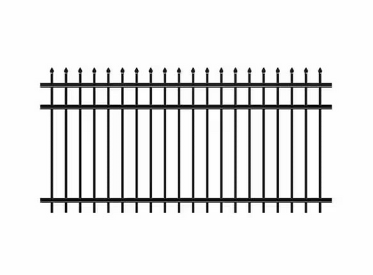 Ornamental Steel Fence | 3 Rail | Pressed point | 4 'x 8 Feet